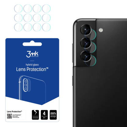 Pellicola protettiva per fotocamera posteriore 3MK Protection per Samsung Galaxy S21 5G G991, Vetro Flessibile, Set da 4 pezzi, Trasparente