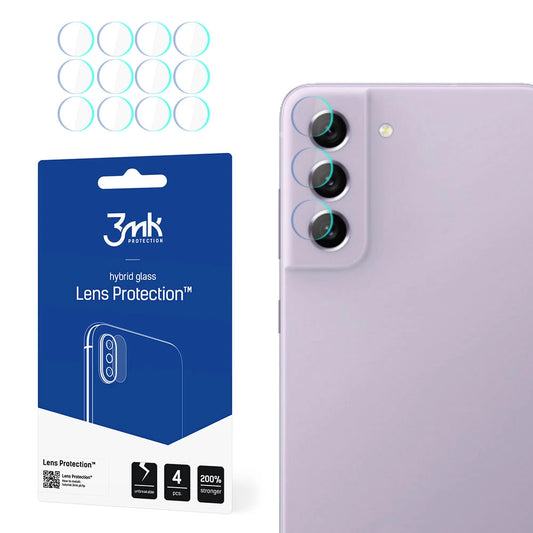 Pellicola protettiva per fotocamera posteriore 3MK Protection per Samsung Galaxy S21 FE 5G G990, Vetro Flessibile, Set da 4 pezzi, Trasparente