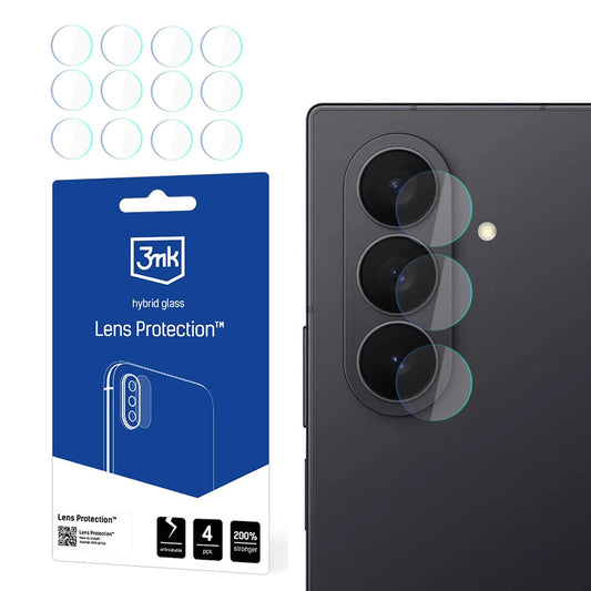 Pellicola protettiva per fotocamera posteriore 3MK Protection per Samsung Galaxy Z Fold7 F966, Vetro Flessibile, Set da 4 pezzi, Trasparente