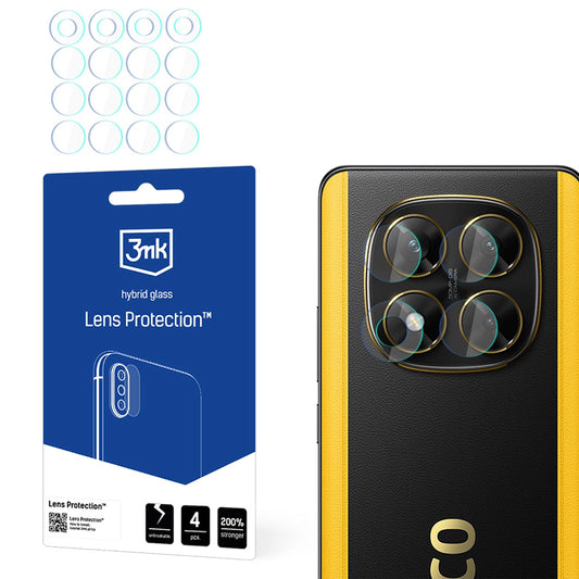 Pellicola protettiva per fotocamera posteriore 3MK Protection per Xiaomi Poco X7, vetro flessibile, set da 4 pezzi, trasparente