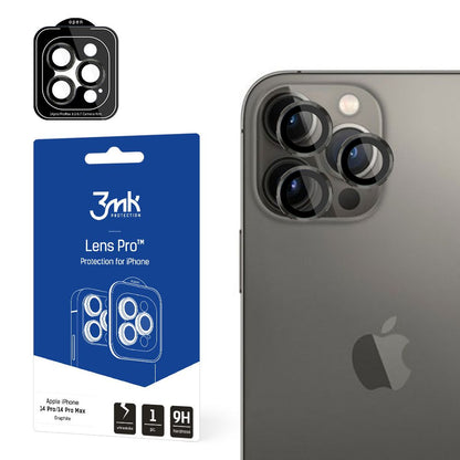 Pellicola protettiva per fotocamera posteriore 3MK Protection Pro per Apple iPhone 14 Pro Max / 14 Pro, Vetro temperato, Grigio