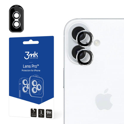 Pellicola protettiva per fotocamera posteriore 3MK Protection Pro per Apple iPhone 16 Plus / 16, Vetro temperato, Argento