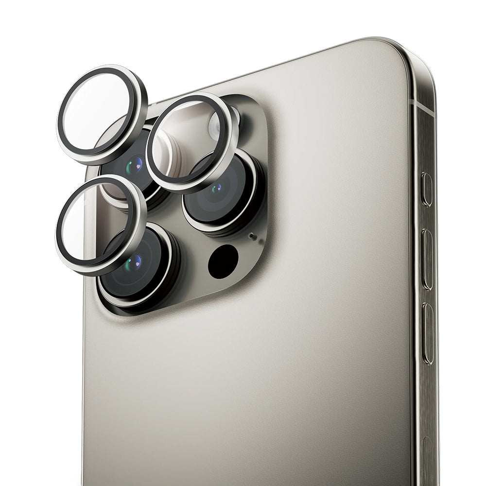 Pellicola protettiva per fotocamera posteriore Anank AR per Apple iPhone 16 Pro Max / 16 Pro, vetro temperato, grigio metallico