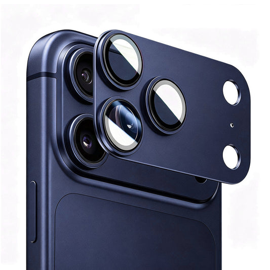 Blueo Integrated Metal Rear Camera Protector for Apple iPhone 17 Pro Max, Tempered Glass, Dark Blue