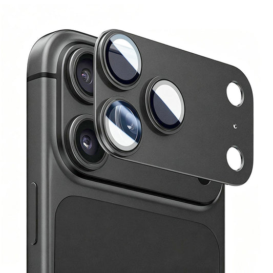 Blueo Integrated Metal Rear Camera Protector for Apple iPhone 18 Pro, Tempered Glass, Black