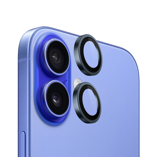Pellicola protettiva per fotocamera posteriore Blueo Metal Frame per Apple iPhone 16 Plus / 16, vetro temperato, blu