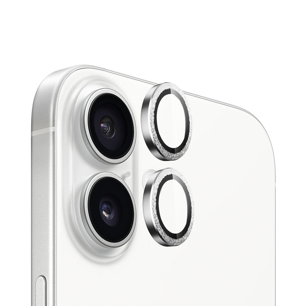 Pellicola protettiva per fotocamera posteriore Blueo Metal Frame per Apple iPhone 16 Plus / 16, Vetro temperato, Argento
