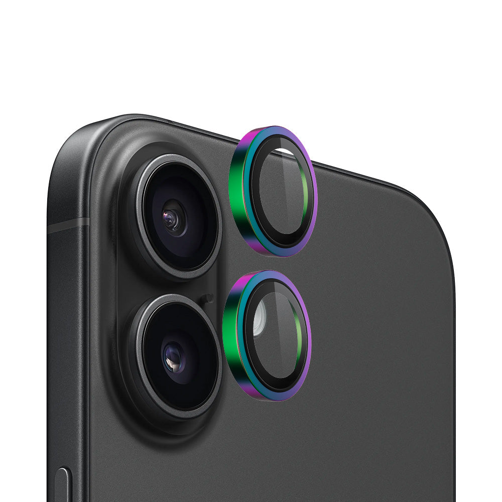 Pellicola protettiva per fotocamera posteriore Blueo Metal Frame per Apple iPhone 16 Plus / 16, vetro temperato, multicolore