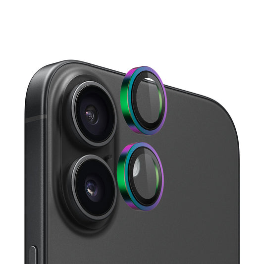 Pellicola protettiva per fotocamera posteriore Blueo Metal Frame per Apple iPhone 16 Plus / 16, vetro temperato, multicolore