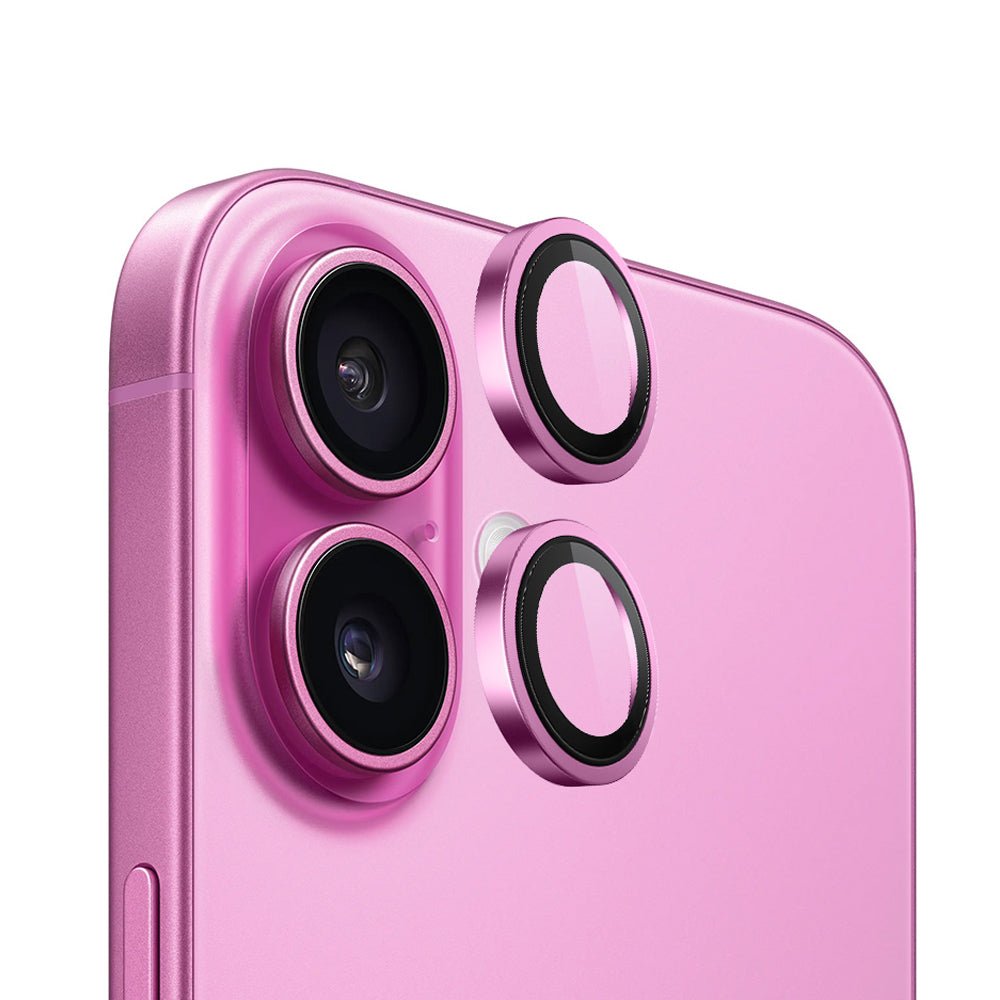 Pellicola protettiva per fotocamera posteriore Blueo Metal Frame per Apple iPhone 16 Plus / 16, Vetro temperato, Rosa