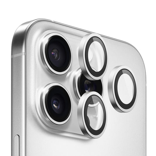 Pellicola protettiva per fotocamera posteriore Blueo Metal Frame per Apple iPhone 16 Pro Max / 16 Pro, vetro temperato, argento