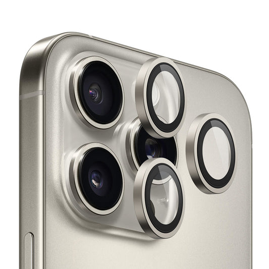 Pellicola protettiva per fotocamera posteriore Blueo Metal Frame per Apple iPhone 16 Pro Max / 16 Pro, vetro temperato, grigio metallico
