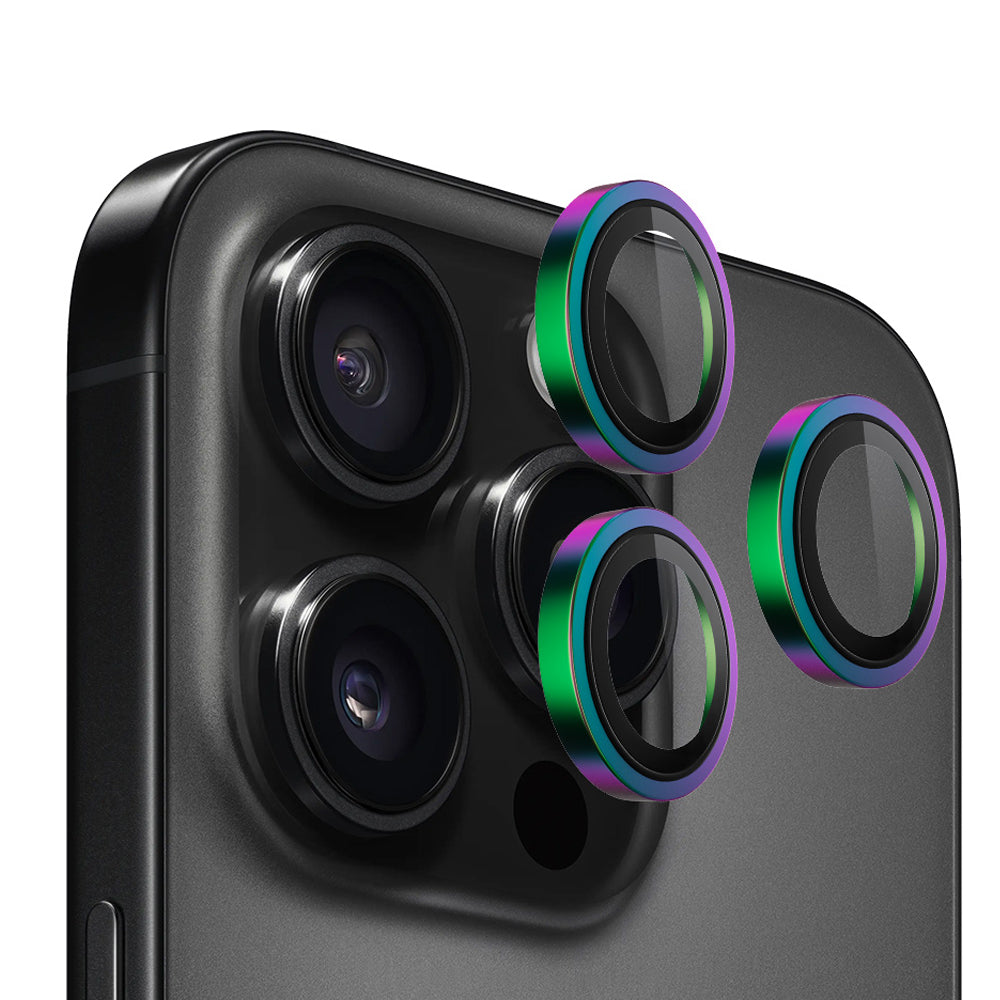 Pellicola protettiva per fotocamera posteriore Blueo Metal Frame per Apple iPhone 16 Pro Max / 16 Pro, vetro temperato, multicolore