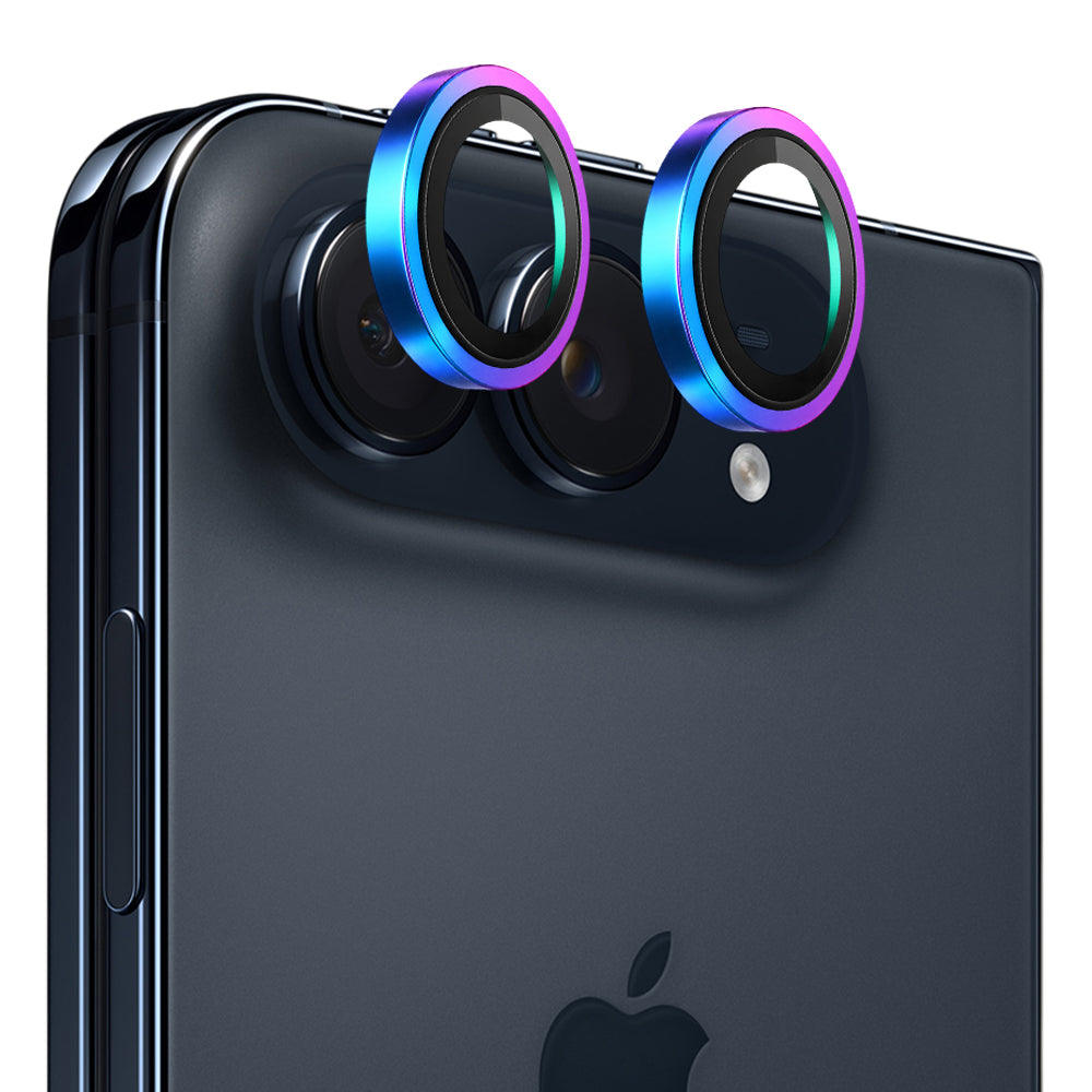 Blueo Metal Frame Rear Camera Protector for Apple iPhone Duo, Tempered Glass, Multicolor