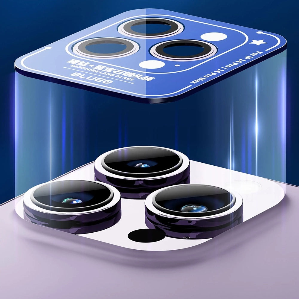 Pellicola protettiva per fotocamera posteriore Blueo Sapphire Crystal per Apple iPhone 14 Pro Max / 14 Pro, vetro temperato, viola