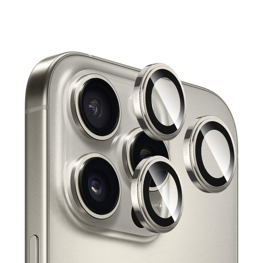 Pellicola protettiva per fotocamera posteriore Blueo Sapphire Crystal per Apple iPhone 16 Pro Max / 16 Pro, vetro temperato, grigio metallico