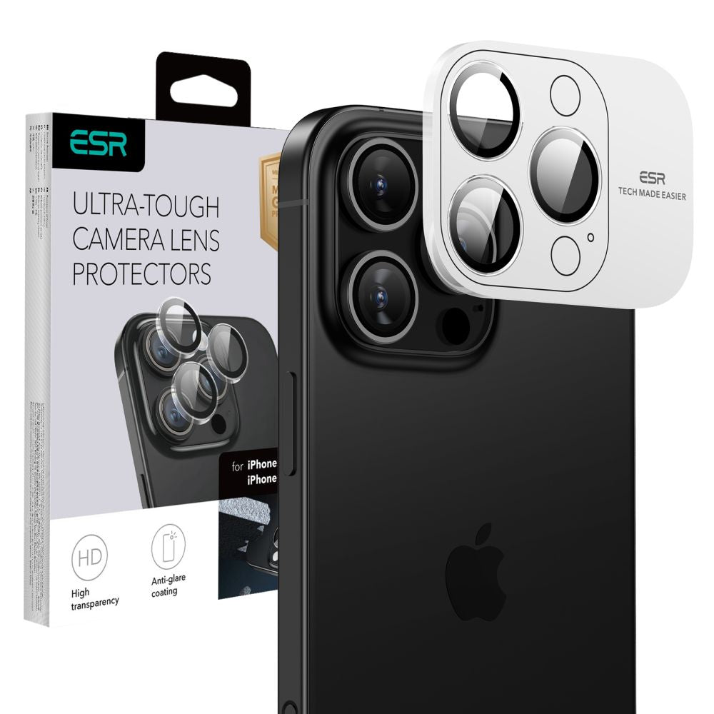 Pellicola protettiva per fotocamera posteriore ESR Armorite per Apple iPhone 17 Pro Max / 17 Pro / 16 Pro Max / 16 Pro, Vetro Temperato, Trasparente
