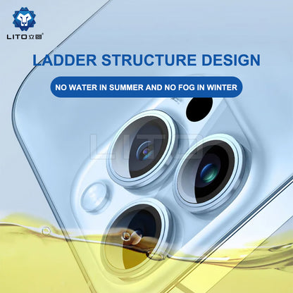 Lito S+ Rear Camera Protective Film for Apple iPhone 15 Pro Max / 15 Pro, Tempered Glass, Black