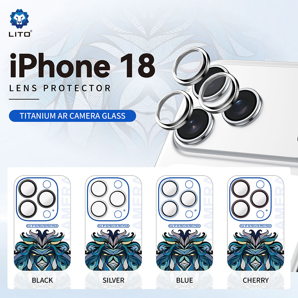 Pellicola protettiva per fotocamera posteriore Lito Titanium AR per Apple iPhone 18 Pro / 18 Pro Max, vetro temperato, blu