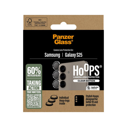 PanzerGlass Hoops Back Camera Protector for Samsung Galaxy S25 S931, Tempered Glass, Transparent
