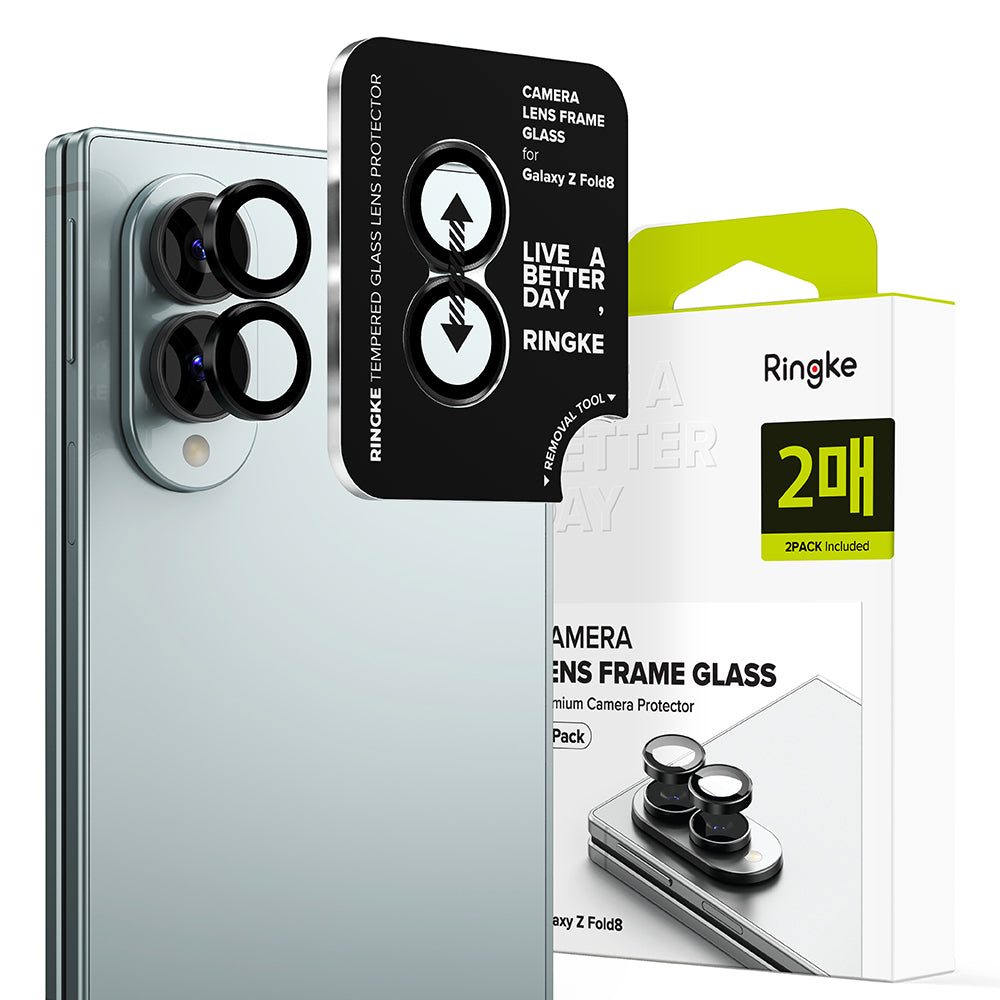 Pellicola protettiva per fotocamera posteriore Ringke per Samsung Galaxy Z Fold8 F971, vetro temperato, set da 2 pezzi, nero