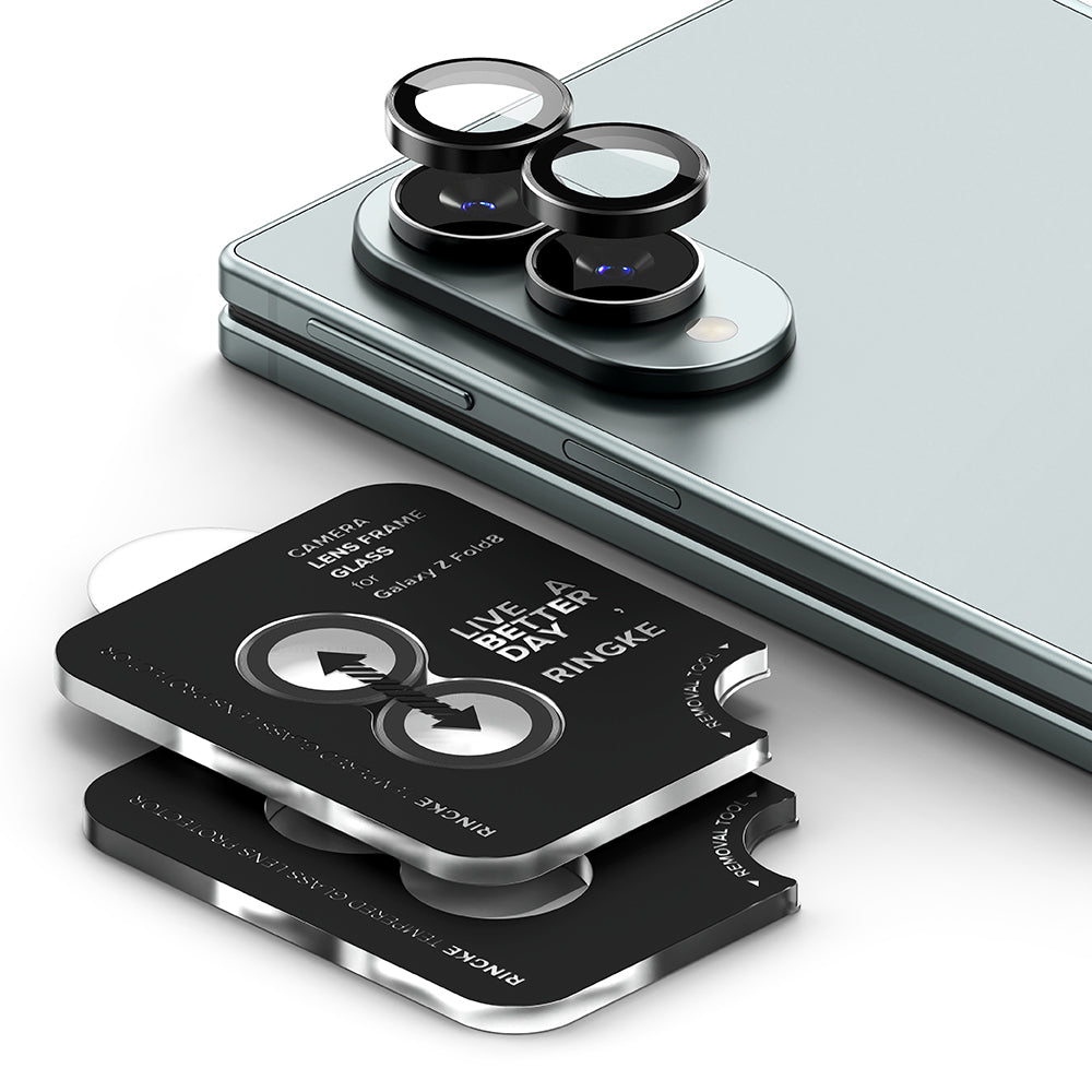 Pellicola protettiva per fotocamera posteriore Ringke per Samsung Galaxy Z Fold8 F971, vetro temperato, set da 2 pezzi, nero