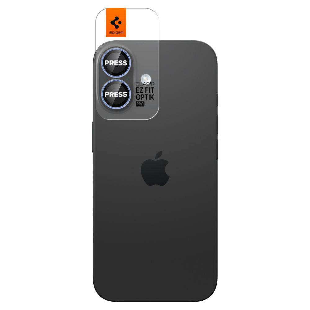 Pellicola protettiva per fotocamera posteriore Spigen GlastR EZ FIT Optik Pro per Apple iPhone 17 / 16 Plus / 16, vetro temperato, set da 2 pezzi, blu