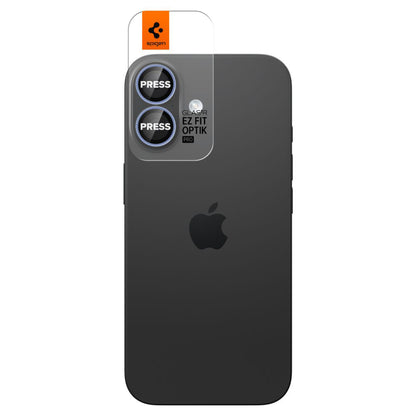 Pellicola protettiva per fotocamera posteriore Spigen GlastR EZ FIT Optik Pro per Apple iPhone 17 / 16 Plus / 16, vetro temperato, set da 2 pezzi, blu