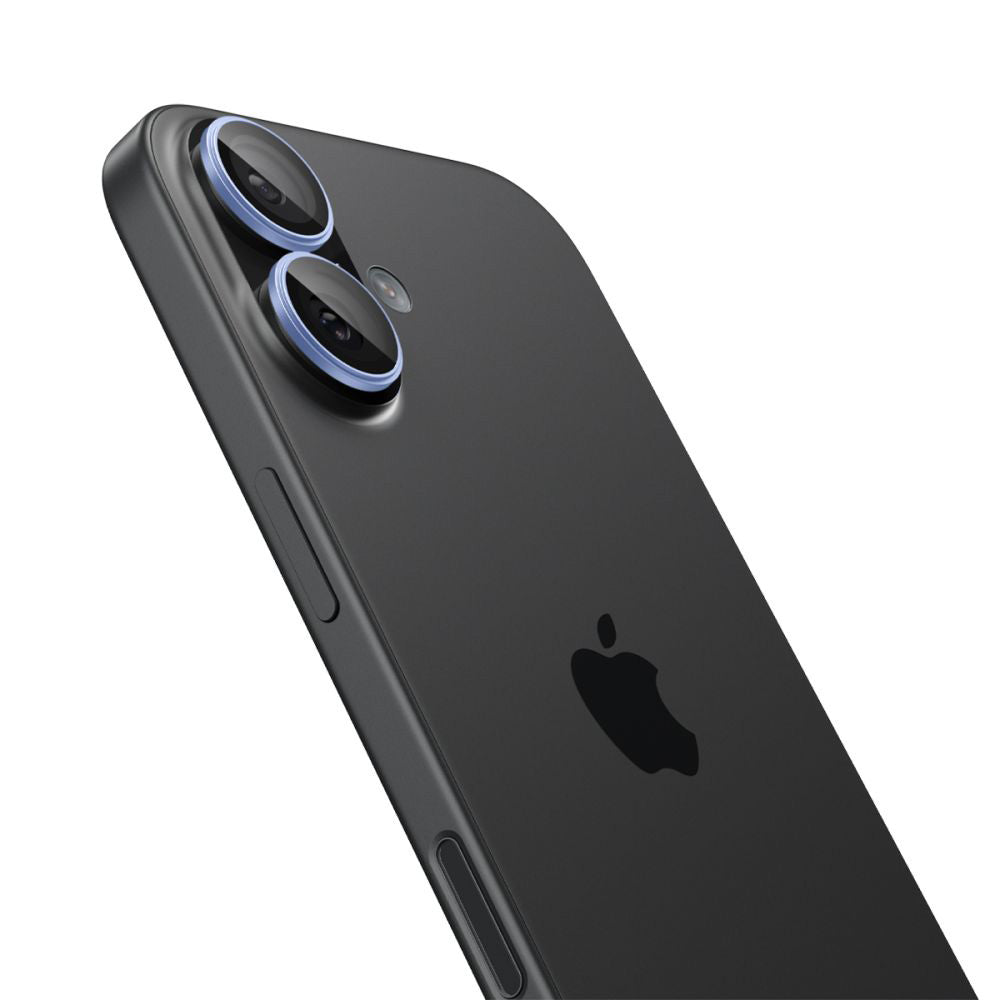 Pellicola protettiva per fotocamera posteriore Spigen GlastR EZ FIT Optik Pro per Apple iPhone 17 / 16 Plus / 16, vetro temperato, set da 2 pezzi, blu