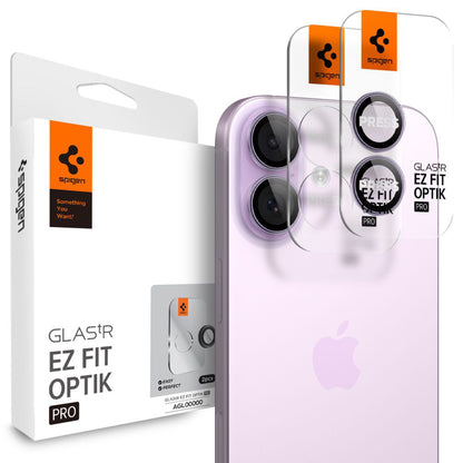 Pellicola protettiva per Fotocamera Posteriore Spigen GlastR EZ FIT Optik Pro per Apple iPhone 17 / 16 Plus / 16, Vetro Temperato, Set 2 pezzi, Viola