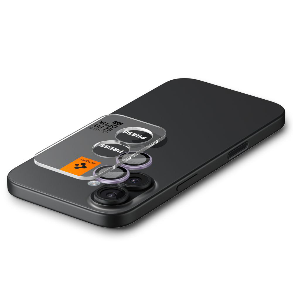 Pellicola protettiva per Fotocamera Posteriore Spigen GlastR EZ FIT Optik Pro per Apple iPhone 17 / 16 Plus / 16, Vetro Temperato, Set 2 pezzi, Viola