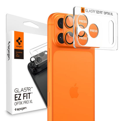 Pellicola protettiva per Fotocamera Posteriore Spigen GlastR EZ FIT Optik Pro per Apple iPhone 17 Pro Max, Vetro Temperato, Set 2 pezzi, Arancione AGL10650