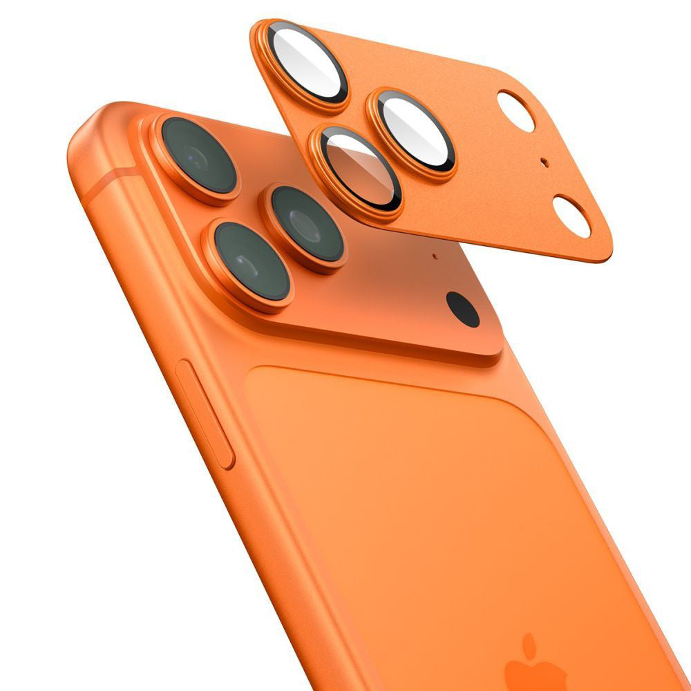 Pellicola protettiva per Fotocamera Posteriore Spigen GlastR EZ FIT Optik Pro per Apple iPhone 17 Pro Max, Vetro Temperato, Set 2 pezzi, Arancione AGL10650