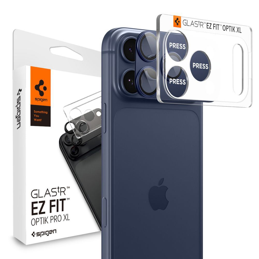 Pellicola Protettiva Posteriore Spigen GlastR EZ FIT Optik Pro XL per Apple iPhone 17 Pro, Vetro Temperato, Blu AGL10646