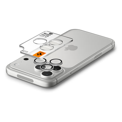 Pellicola protettiva per fotocamera posteriore Spigen GlastR EZ FIT Optik Pro per Apple iPhone 18 Pro / 18 Pro Max, vetro temperato, set da 2 pezzi, argento AGL12046