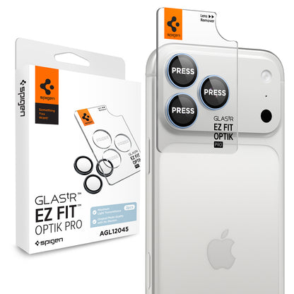 Pellicola protettiva per fotocamera posteriore Spigen GlastR EZ FIT Optik Pro per Apple iPhone 18 Pro / 18 Pro Max, vetro temperato, set da 2 pezzi, blu AGL12045