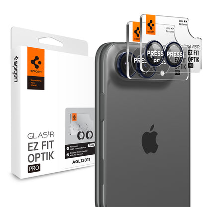 Pellicola protettiva per fotocamera posteriore Spigen GlastR EZ FIT Optik Pro per Apple iPhone Duo, vetro temperato, set da 2 pezzi, blu navy AGL12011