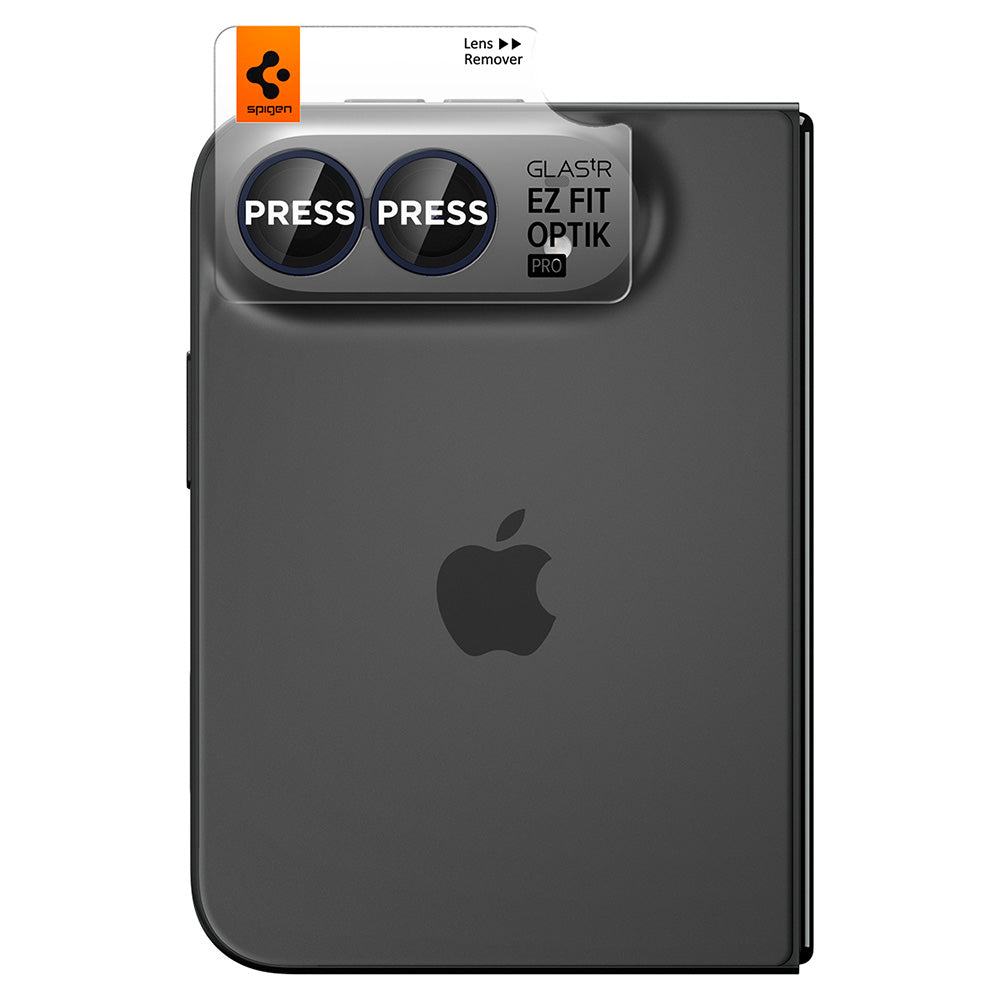 Pellicola protettiva per fotocamera posteriore Spigen GlastR EZ FIT Optik Pro per Apple iPhone Duo, vetro temperato, set da 2 pezzi, blu navy AGL12011