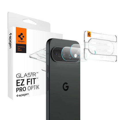 Pellicola protettiva per fotocamera posteriore Spigen GlastR EZ FIT Optik Pro per Google Pixel 11, vetro temperato, set da 2 pezzi, nero AGL11479