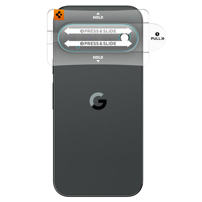 Pellicola protettiva per fotocamera posteriore Spigen GlastR EZ FIT Optik Pro per Google Pixel 11, vetro temperato, set da 2 pezzi, nero AGL11479