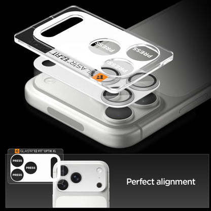 Pellicola Protettiva Posteriore Spigen GlastR EZ FIT Optik Pro XL per Apple iPhone 17 Pro Max, Vetro Temperato, Argento AGL10652