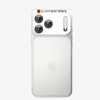 Pellicola protettiva per fotocamera posteriore Spigen GlastR EZ FIT Optik Pro XL per Apple iPhone 18 Pro Max, vetro temperato, argento AGL12042