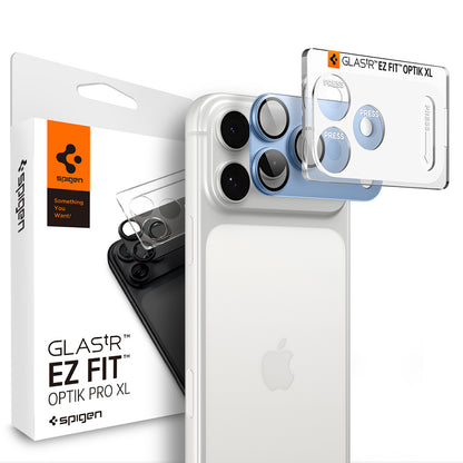 Pellicola protettiva per fotocamera posteriore Spigen GlastR EZ FIT Optik Pro XL per Apple iPhone 18 Pro Max, vetro temperato, blu AGL12041