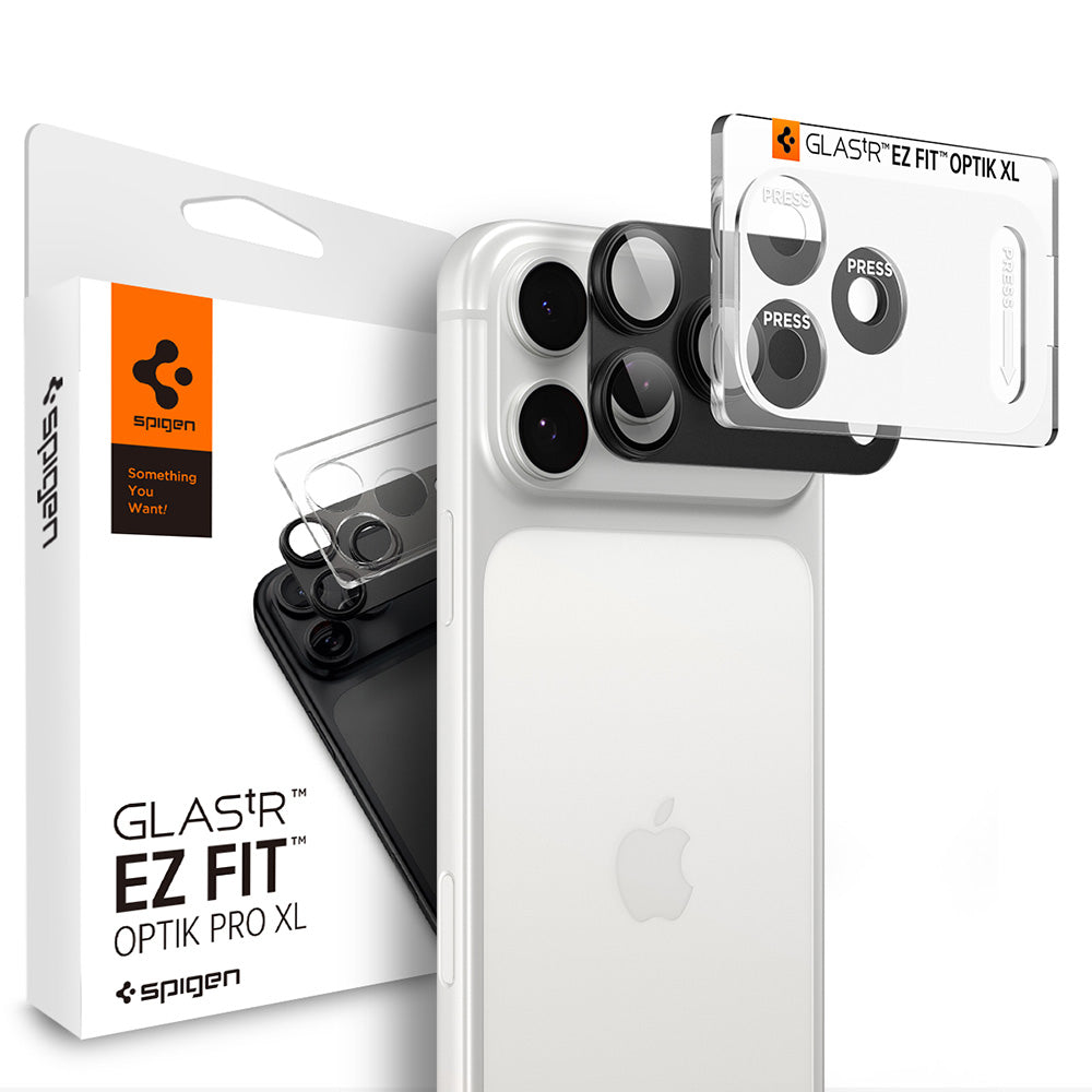 Pellicola protettiva per fotocamera posteriore Spigen GlastR EZ FIT Optik Pro XL per Apple iPhone 18 Pro Max, vetro temperato, grigio scuro AGL12039