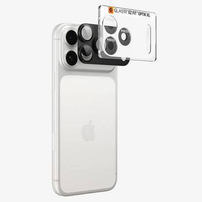 Pellicola protettiva per fotocamera posteriore Spigen GlastR EZ FIT Optik Pro XL per Apple iPhone 18 Pro, vetro temperato, grigio scuro AGL12035