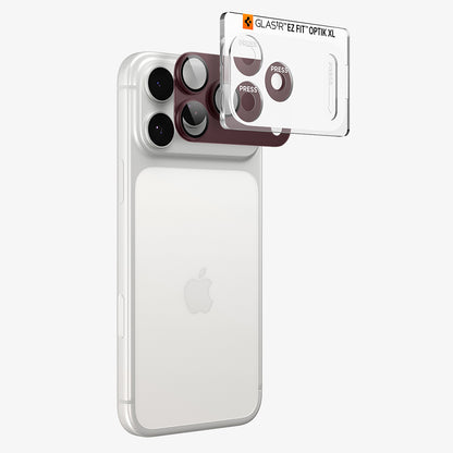 Spigen GlastR EZ FIT Optik Pro XL Rear Camera Protective Film for Apple iPhone 18 Pro, Tempered Glass, Burgundy AGL12036