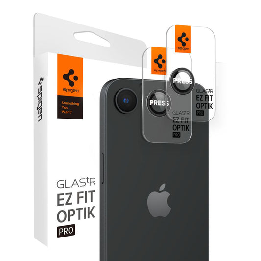 Pellicola Protettiva Posteriore Spigen GlastR EZ FIT Optik Pro per Apple iPhone 17e / 16e, Vetro Temperato, Set 2 pezzi, Nera AGL09279