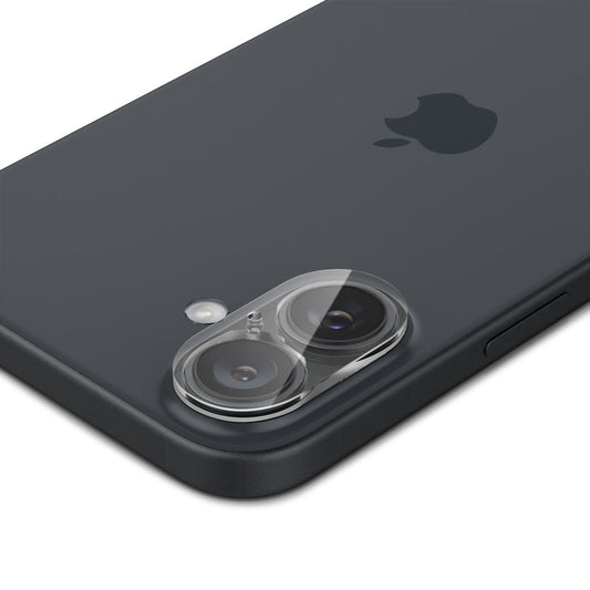 Pellicola protettiva per fotocamera posteriore Spigen GlastR Optik per Apple iPhone 16 Plus / 16, vetro temperato, set da 2 pezzi, trasparente AGL07923