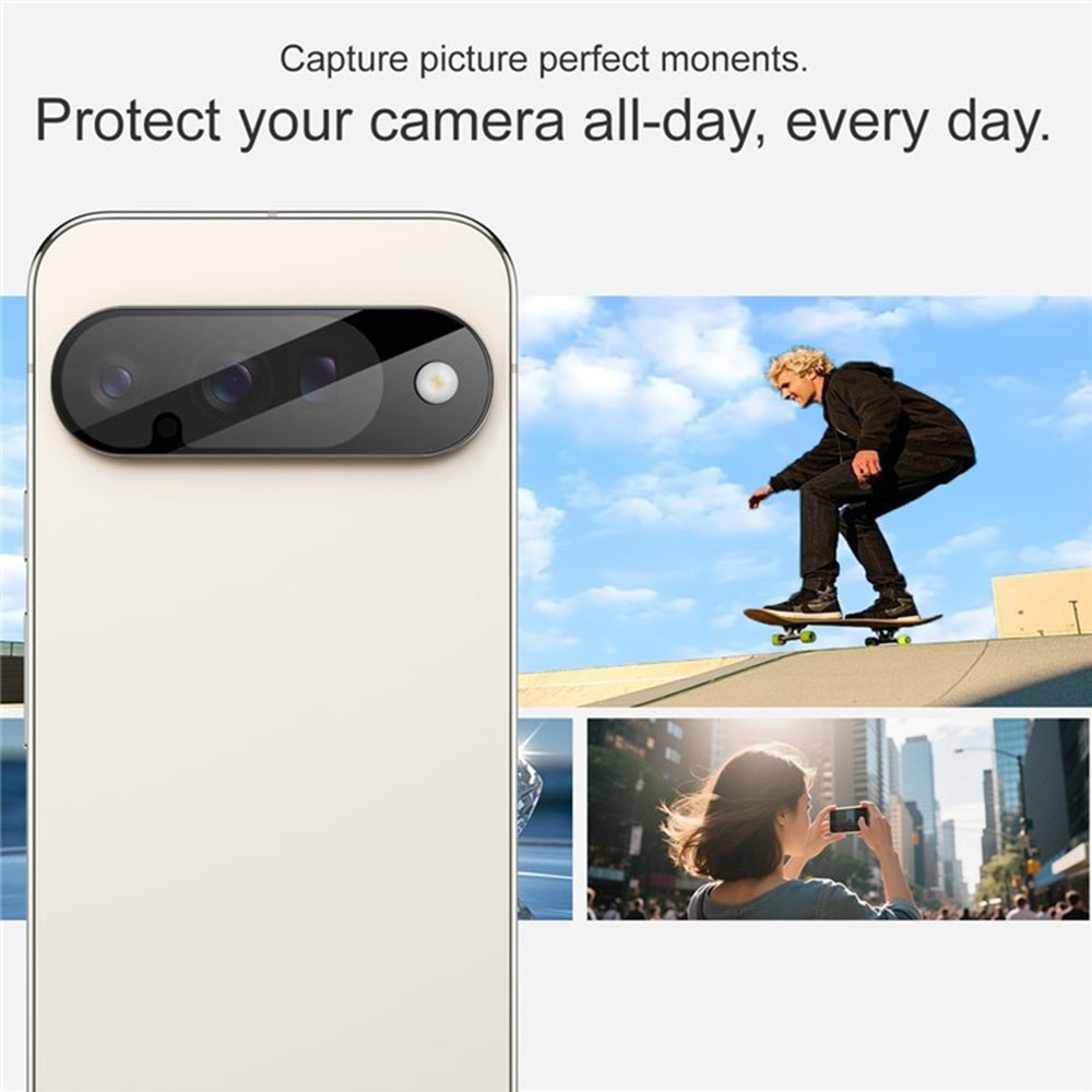 Pellicola protettiva per fotocamera posteriore Techsuit per Google Pixel 10, vetro temperato, nero