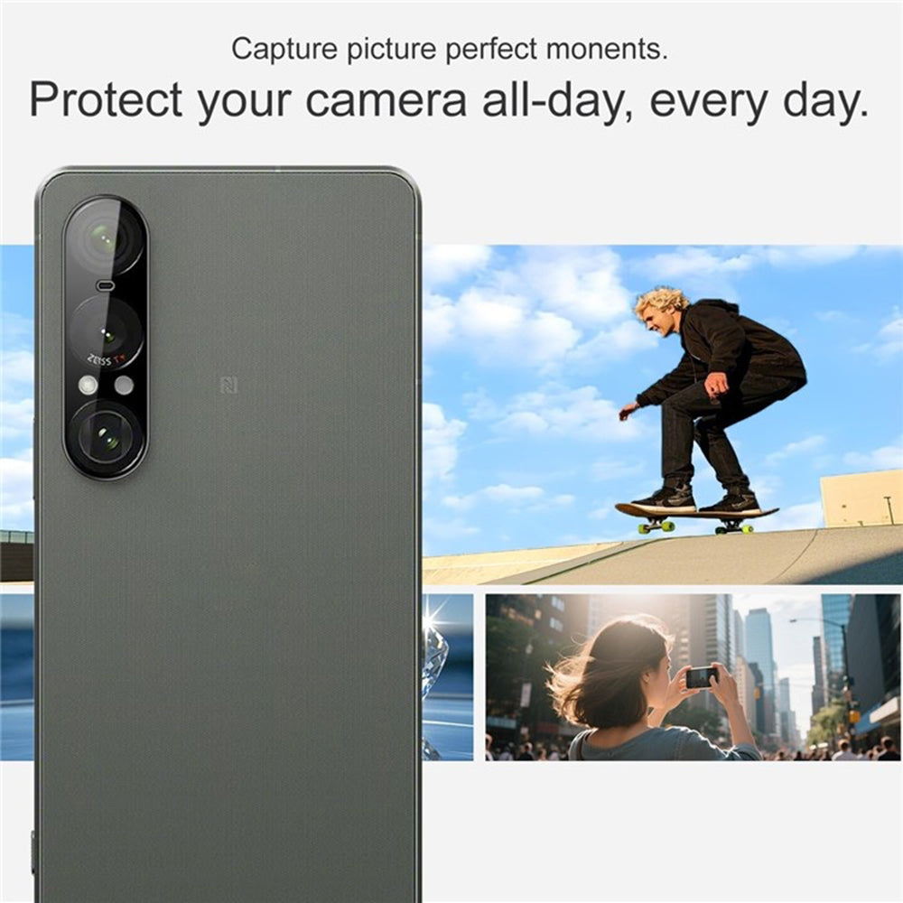 Pellicola protettiva per fotocamera posteriore Techsuit per Sony Xperia 1 VII, vetro temperato, nero